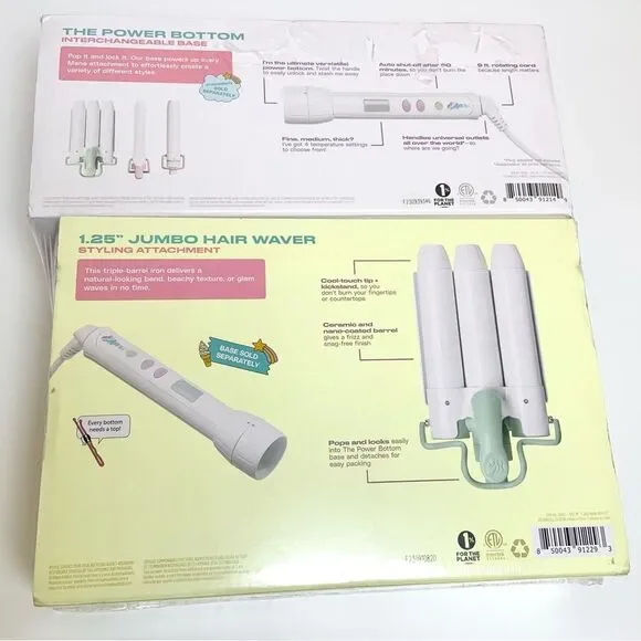 Mane 1.25” Jumbo Hair Waver and Interchangeable Base Set Mermaid NEW Retail $100 - Picture 4 of 13